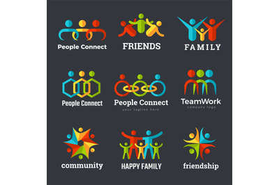 Friendship logo. Business community partnership team works family unio