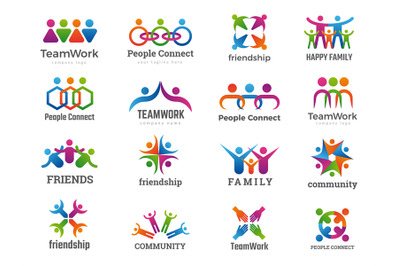 Partners logo. Connecting people teamwork friendship successful family