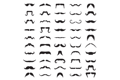 Moustache silhouettes. Barber shop pictures collection shaved gentleme