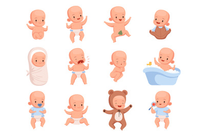 New born babies. Sleeping infant childrens smile cute little character
