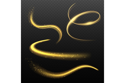 Glowing effects. Lighting shapes with sparks magical powers spiral lig