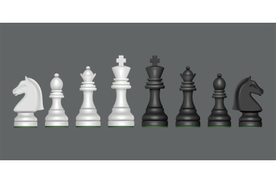 Chess collection. Blank figures for chess strategy games knight queen