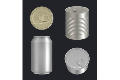 Metallic cans. Aluminium or steel beverages packages for drinks and fo