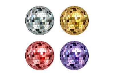 Disco ball. Mirror reflected circle glamorous ball for night club danc