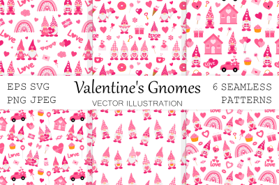 Valentine&amp;&23;039;s day Gnomes pattern. Valentine&amp;&23;039;s Gnomes SVG
