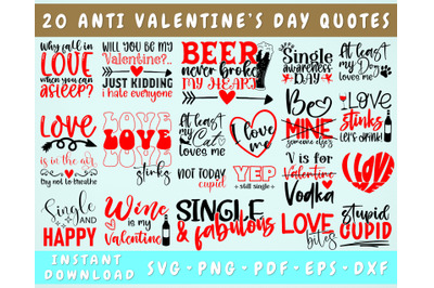 Anti Valentine&#039;s Day SVG Bundle, Funny Valentine&#039;s Day SVG