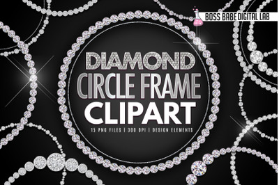Glam Diamond Circle Frame Clipart
