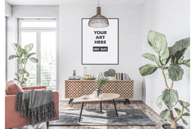 Interior scene artwork background frame mockup