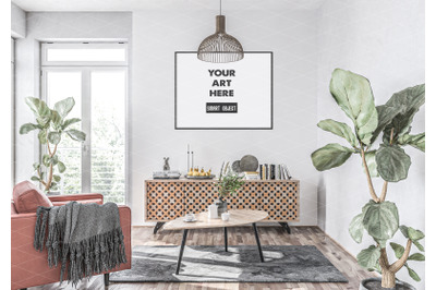 Interior scene artwork background frame mockup