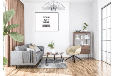 Interior scene artwork background frame mockup