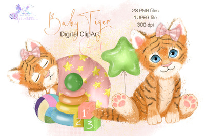 Baby tiger girl  (Digital ClipArt)