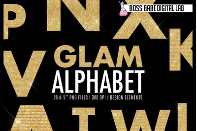 Glam Gold Alphabet Clipart