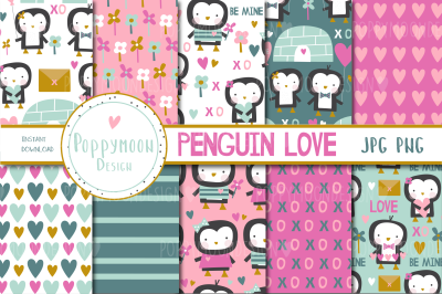 Penguin Love paper set