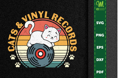 Funny Design Cats And Vinyl Record