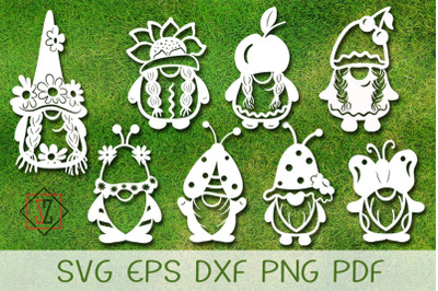 Garden Gnomes. Stencil. SVG