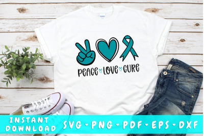 Peace love cure ovarian cancer svg