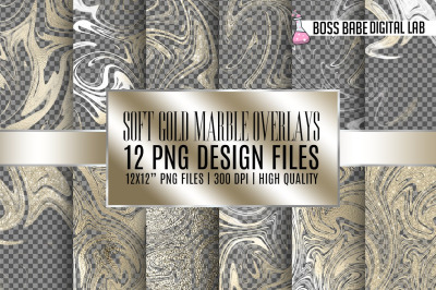 Soft Gold Glam marble overlays digital paper