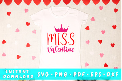 Miss Valentine svg, Girl Valentine&#039;s Day SVG