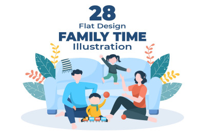 28 Family Time Parents and Children Illustration