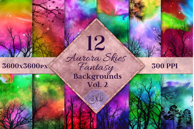 Aurora Skies Fantasy Backgrounds Vol. 2 - 12 Images