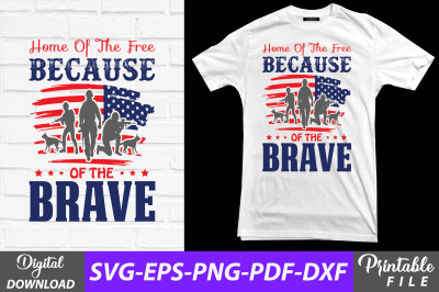 Home of the Free USA Veterans Design Svg