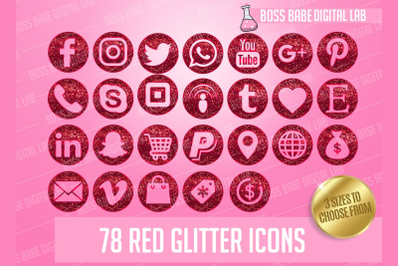 Red Glitter Icon Kit