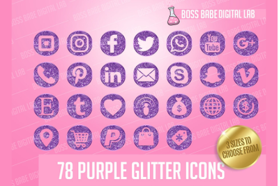 Purple Glitter Icon Kit