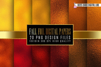 20 Fall Colored Foil Digital Papers