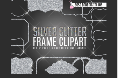 Silver Glitter Frame Clipart