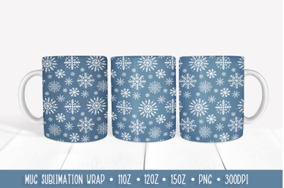 Snowflake Pattern Mug Sublimation Design. Winter  Mug Wrap