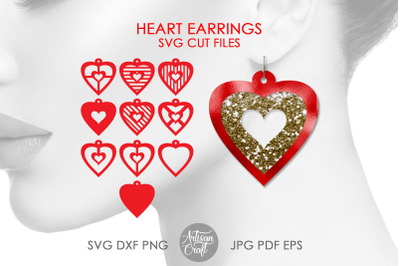 Heart earrings SVG for making laser cut jewelry