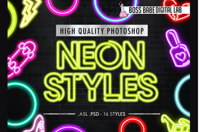 Neon Layer Styles for Photoshop