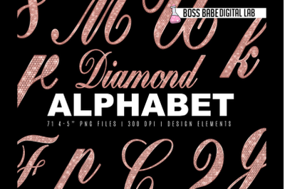 Rose Gold Diamond Alphabet Clipart