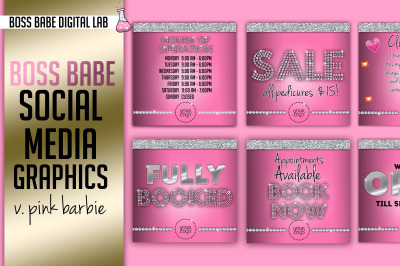 Photoshop Pink Doll Nail Technician Social Media Pack