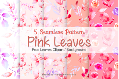 Watercolor Pattern with Pink Leaves
