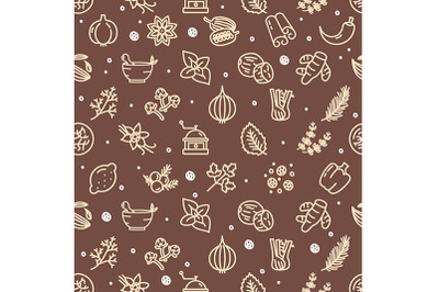 Spices Seamless Pattern Background. Vector