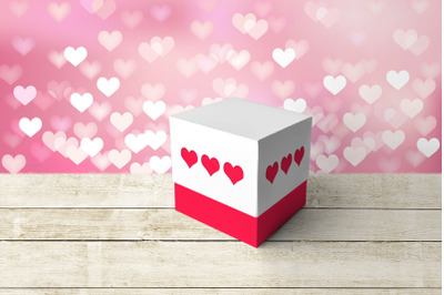 Triple Heart Cube Box With Lid | SVG | PNG | DXF | EPS