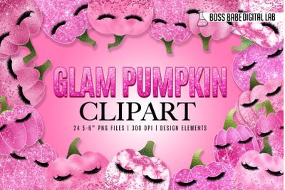 Glam Pink Pumpkin Clipart&3A; &amp;quot;Pumpkins CLIPART&amp;quot; Glitter Pumpkins clipart