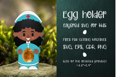 Black Woman Nurse Egg Holder template SVG