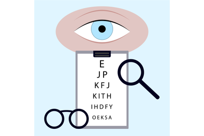 Examine eye and analysis test, chart letter exam ophthalmologist