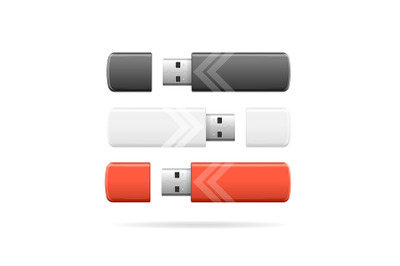 3d Color USB Flash Drive Set. Vector