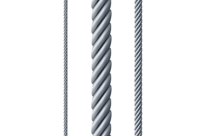 3d Different Steel Rope Set. Vector