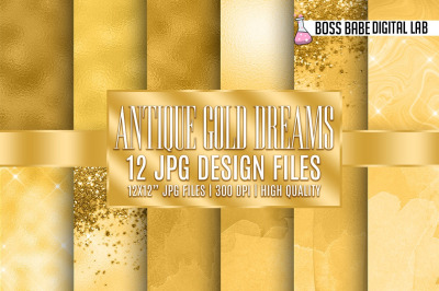 12 Antique Gold Dreams Digital Papers