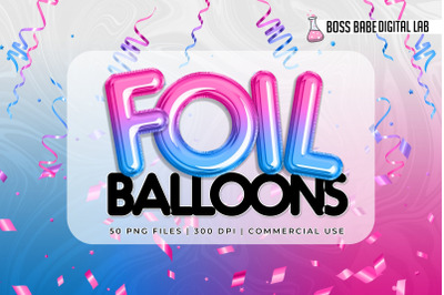 Blue and Pink Foil Balloon Clipart: Gender Reveal clipart