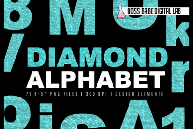 Turquoise Diamond Alphabet Clipart