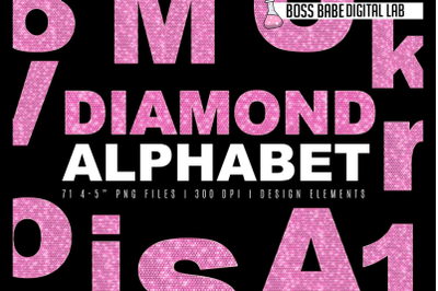Pink Diamond Alphabet Clipart