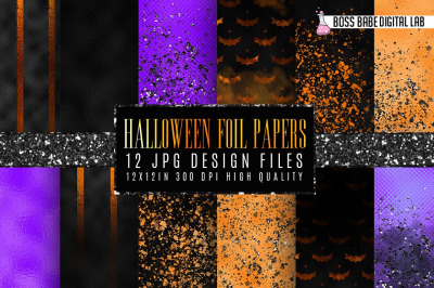 Halloween Foil Digital Papers