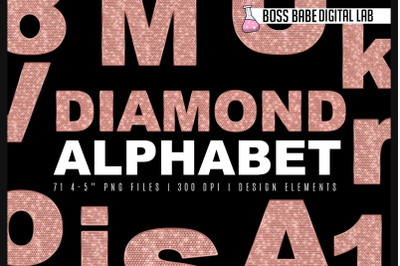 Rose Gold Diamond Alphabet Clipart