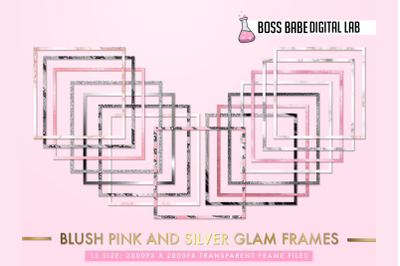 Blush Pink and Silver Glam Frames