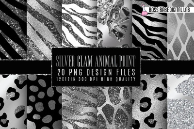 20 Silver Glam Animal Print